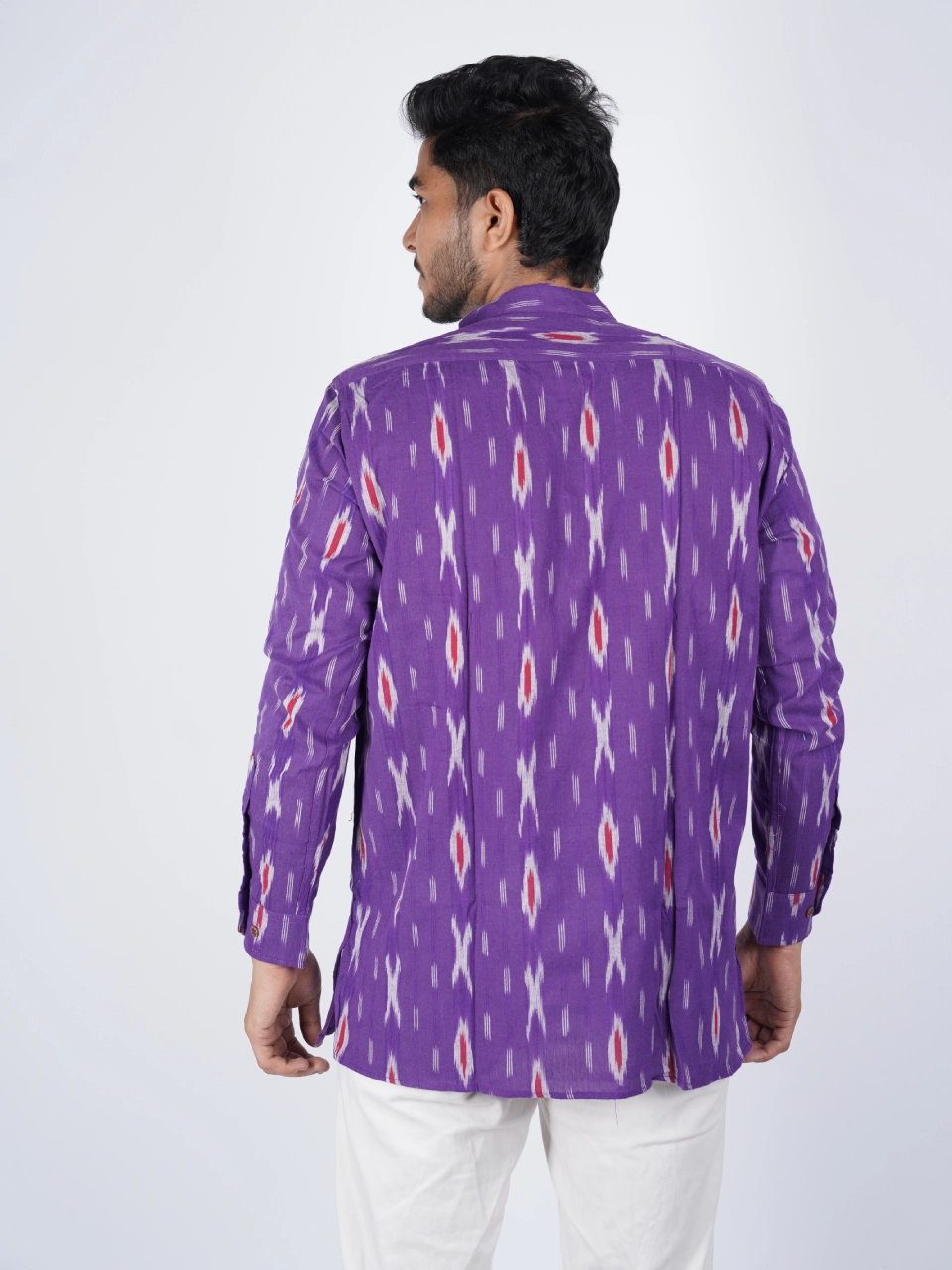 Ikat Cotton Short Kurta Purple